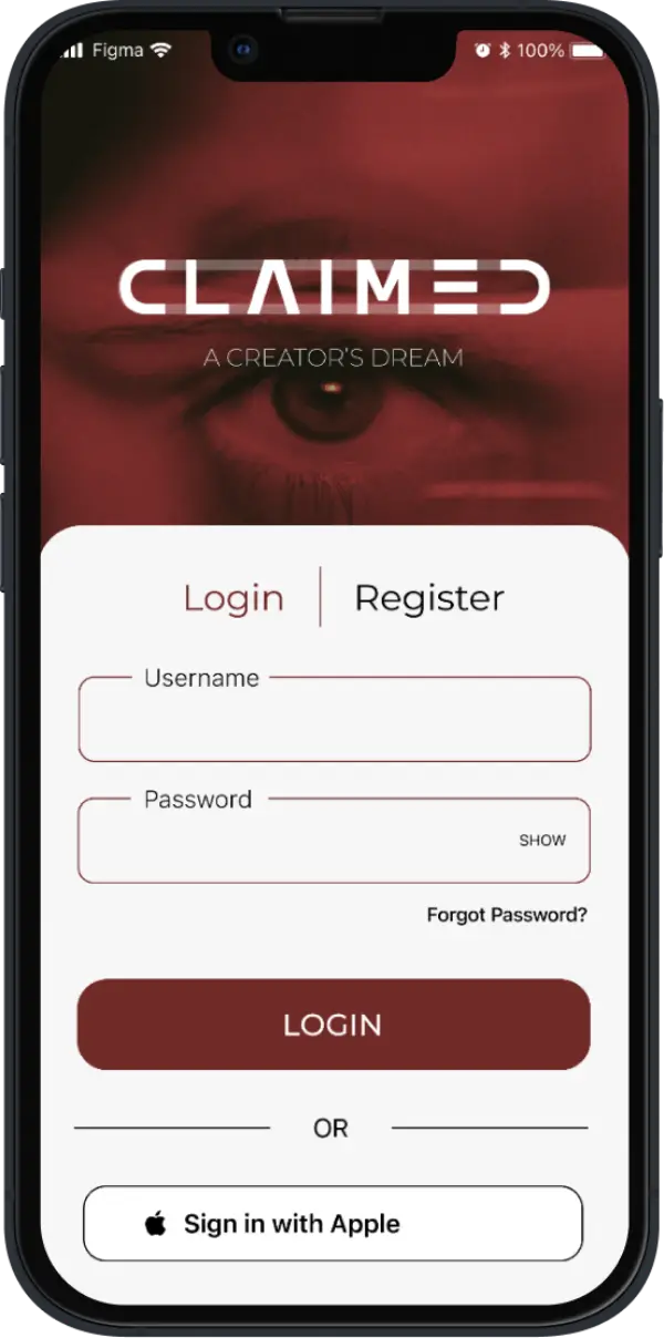 Claimed app screen
