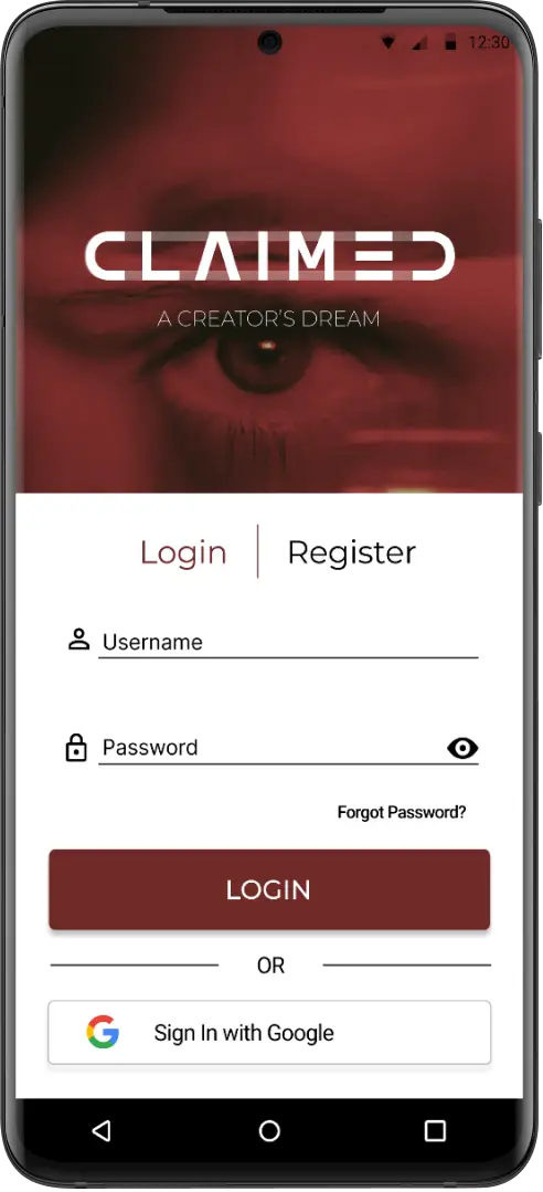 Claimed app screen