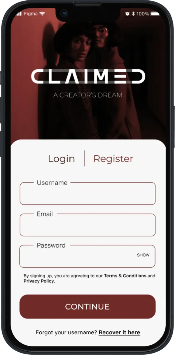 Claimed app screen