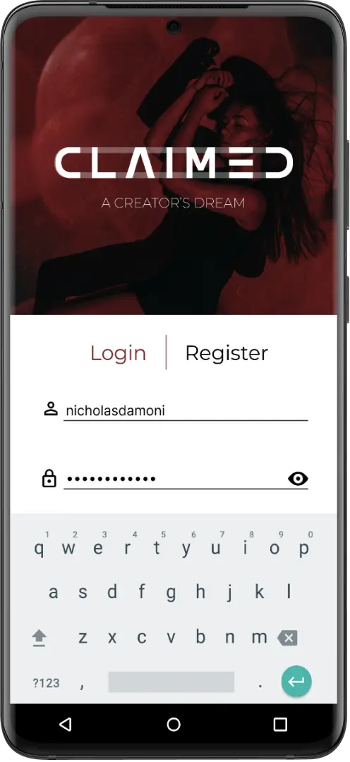 Claimed app screen
