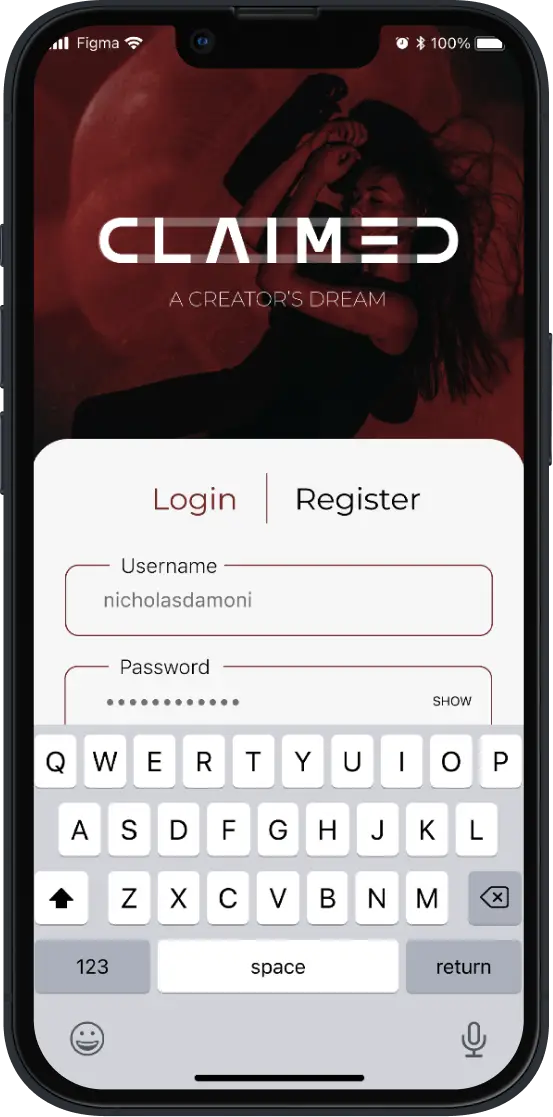 Claimed app screen